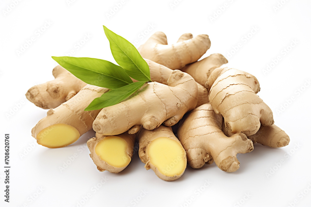 Ginger isolated on white background created with Generative Ai Ginger isolated on white background created with Generative Ai