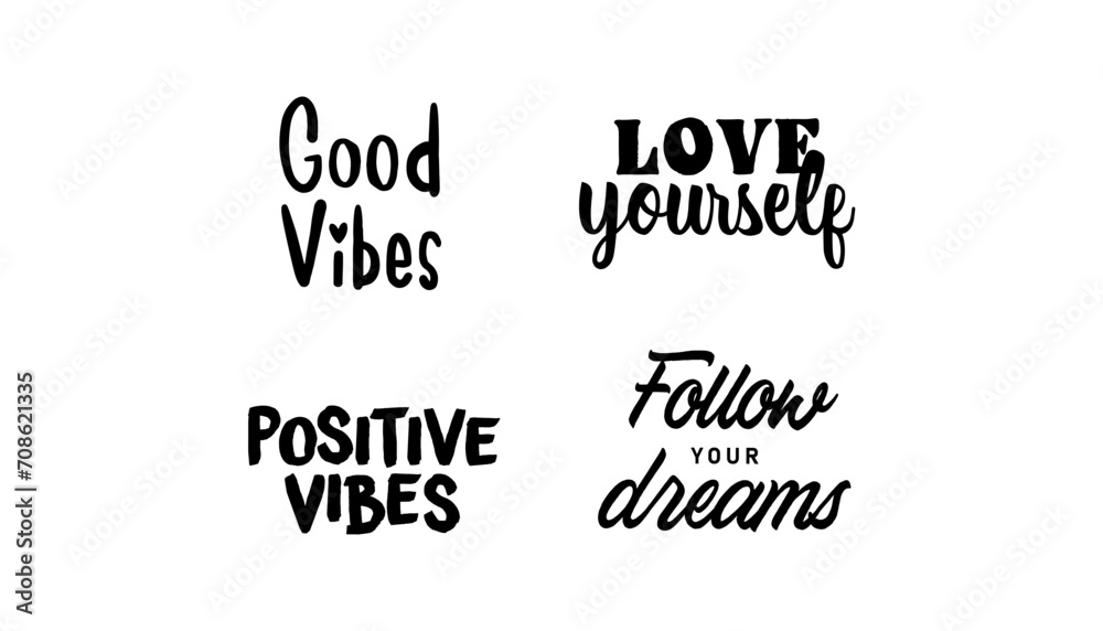 Motivational quotes bundle. Inspiration and good vibes set of typographic designs. Motivational quotes bundle. Inspiration and good vibes set of typographic designs.