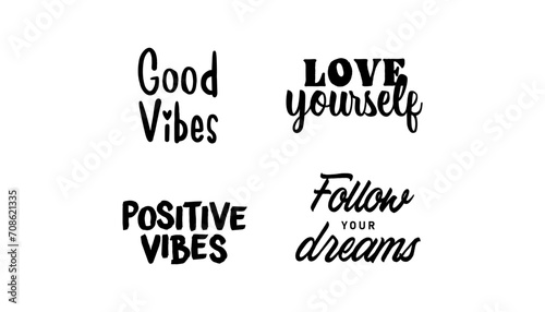 Motivational quotes bundle. Inspiration and good vibes set of typographic designs.