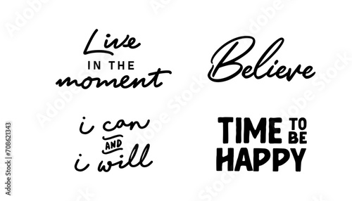 Motivational quotes bundle. Inspiration and good vibes set of typographic designs.