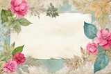 petal vintage backdrop with floral elegance, intricate frame, aged paper designs for classic wedding invitations and cards