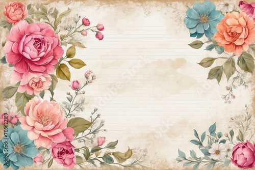 botanical vintage background with refined florals, delicate frame, aged paper designs for elegant wedding cards and invitations