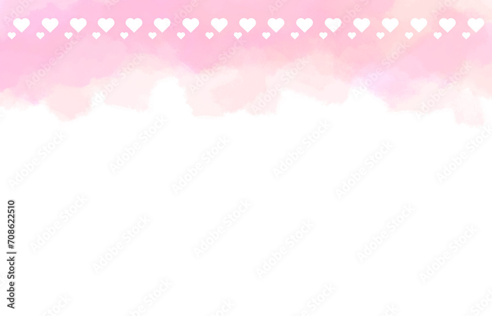 Pastel purple and pink splash watercolor heart valentine day border cute frame banner