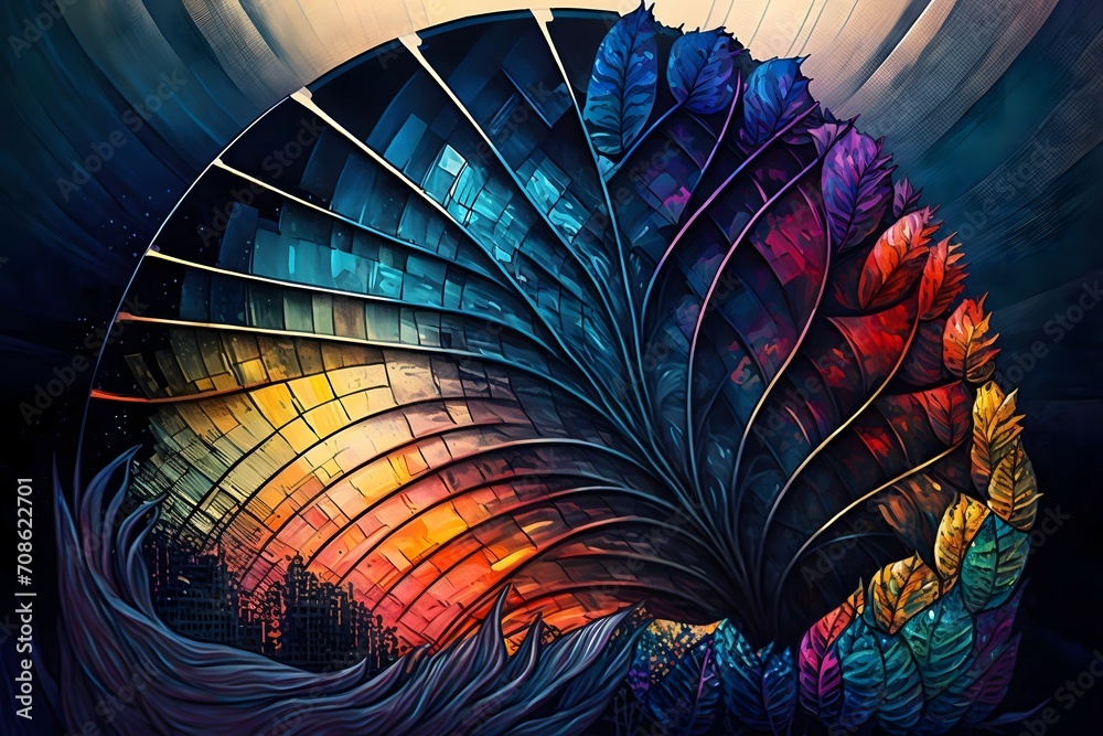 Abstract Surrounding an intricate and detailed abstract t-shirt design of a stunning ...