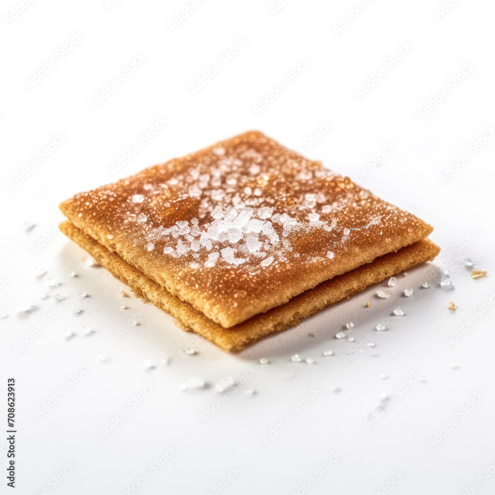 Delectable sweetness encapsulated in a delightful assortment of crackers, gracefully arranged against a pristine white backdrop, tempting the taste buds.