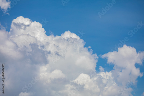 White clouds with cotton texture on blue sky background