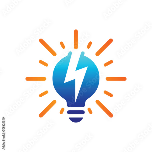 light bulb and lightning logo vector element, light bulb and lightning illustration vector template