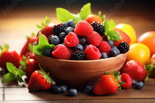 strawberries  raspberries  blackberries and blueberries in a bowl