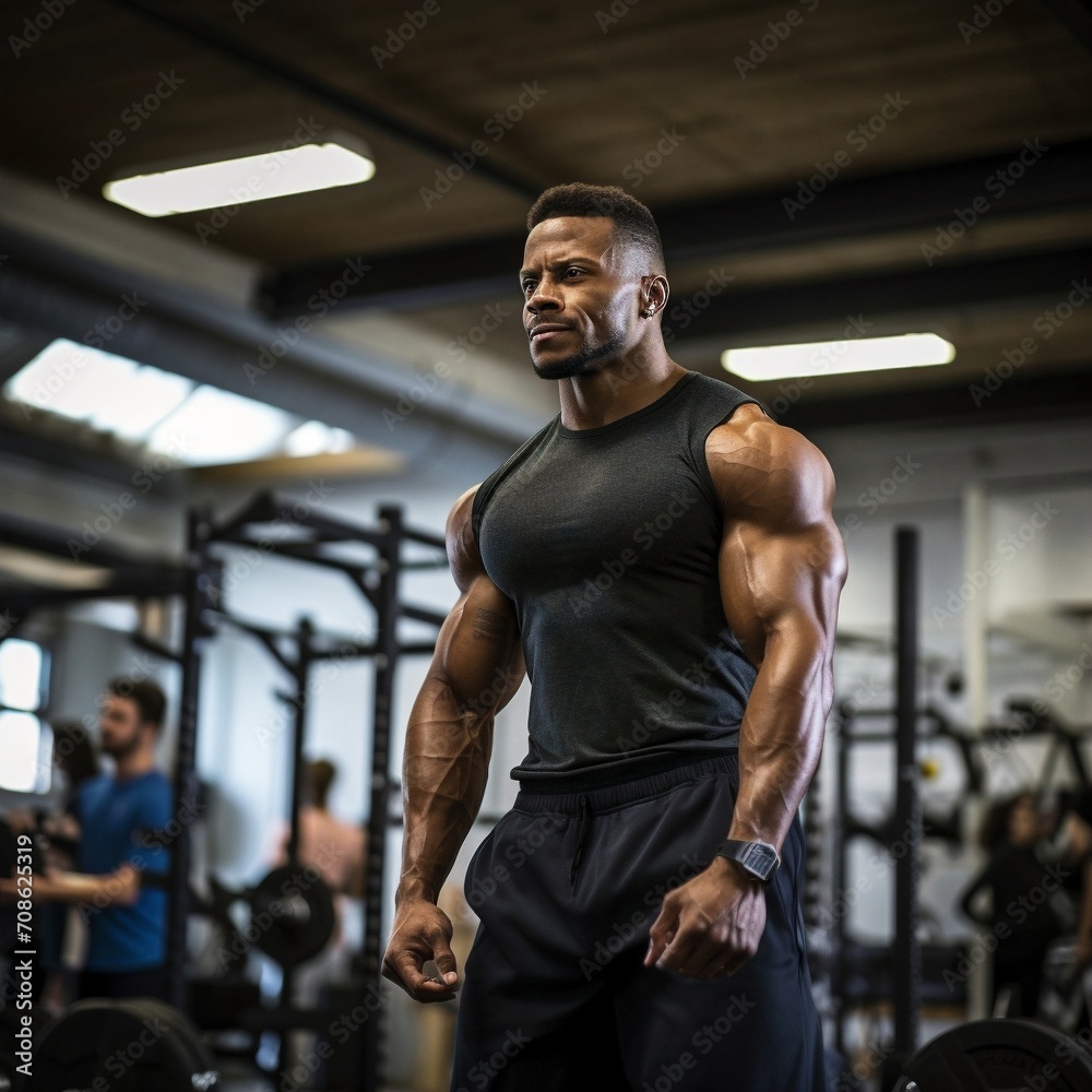 black Afro-American man with healthy muscular body in a gym. black Afro-American man with healthy muscular body in a gym.