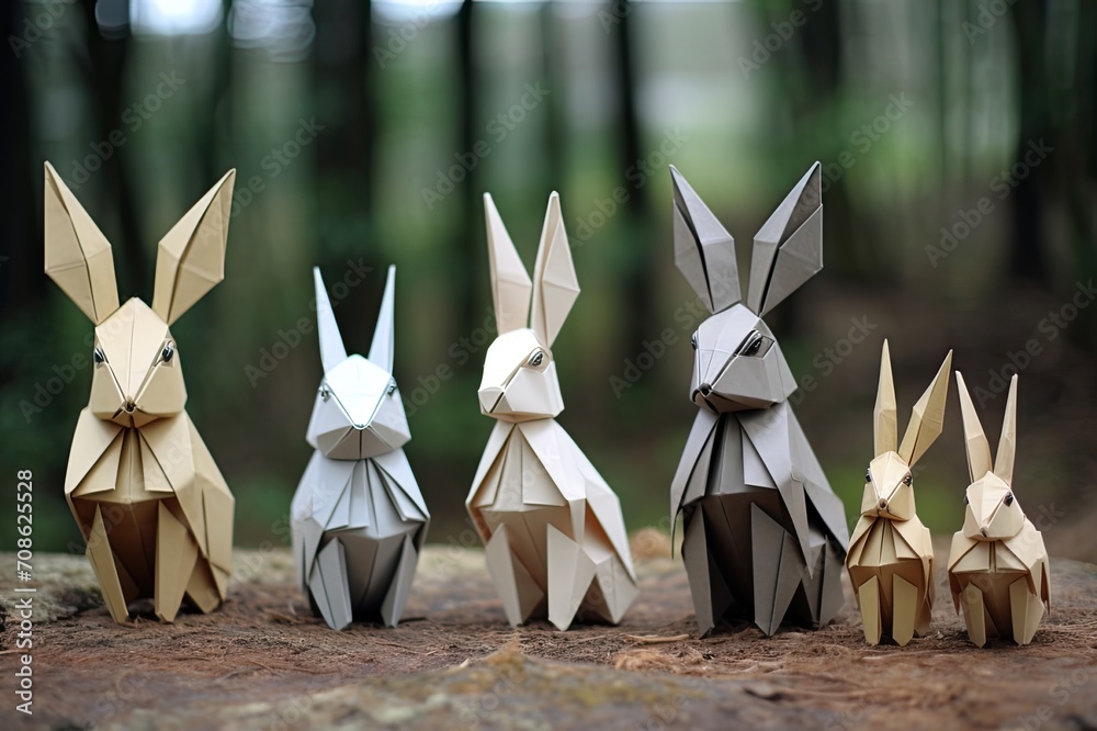 Origam Rabbit Assortment of origami rabbits displaying different ear positions and ...