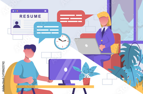 Human resources. The HR manager reviews the resume. Online interview.