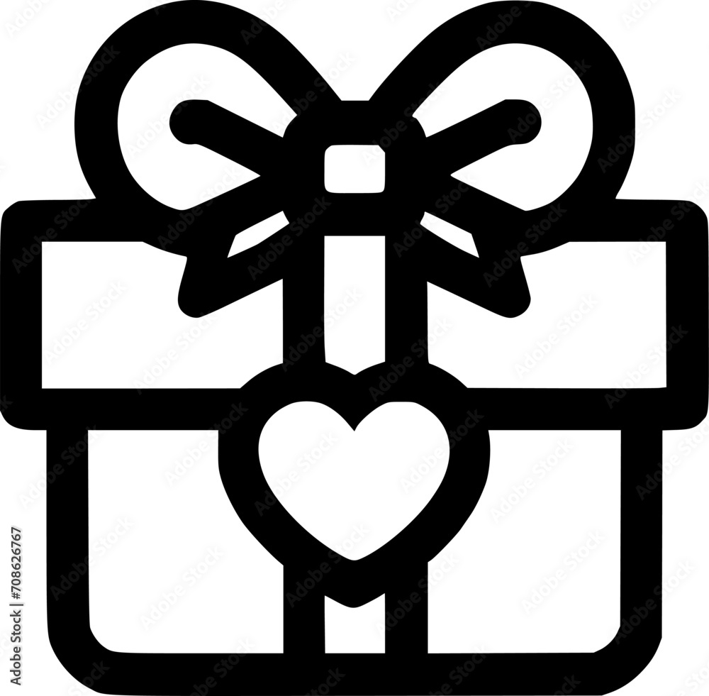 Present, gift box with heart icon vector, filled flat sign, solid sign, symbol, vector, art Present, gift box with heart icon vector, filled flat sign, solid sign, symbol, vector, art