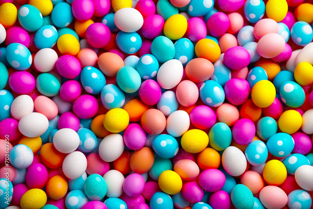 Pile of bright and colorful pastel Easter Eggs top view festival background. Pile of bright and colorful pastel Easter Eggs top view festival background.