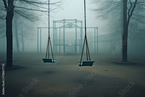 Abandonment Echo: Solitude Amidst Playground Equipment