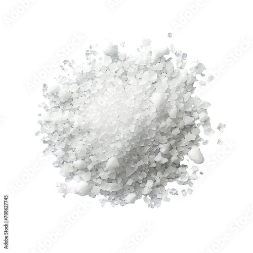 Pristine White Sea Salt Crystals Heap Isolated on transparent Background for Culinary and Wellness Use photo
