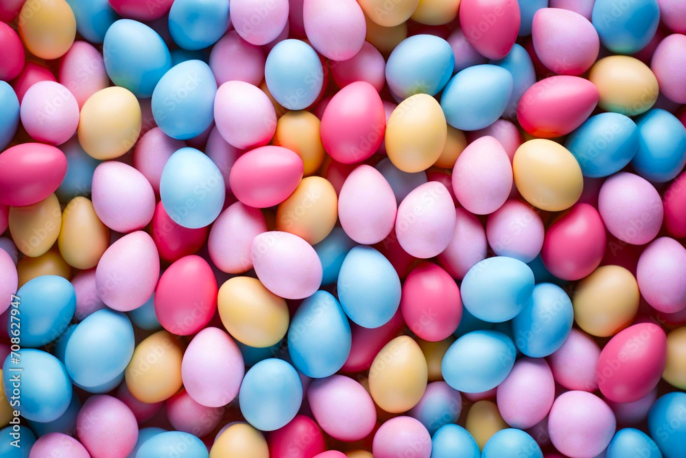 Pile of bright and colorful pastel Easter Eggs top view festival background. Pile of bright and colorful pastel Easter Eggs top view festival background.