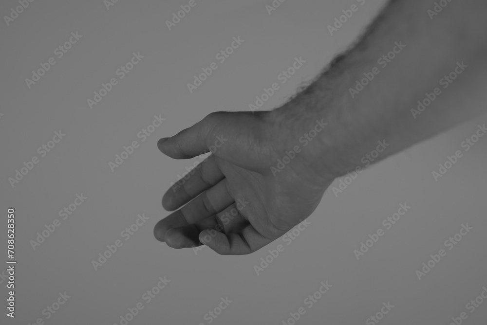 Human hand art concept performance in black and white Human hand art concept performance in black and white