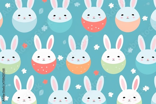 Cute Easter pattern design with funny cartoon characters of bunnies