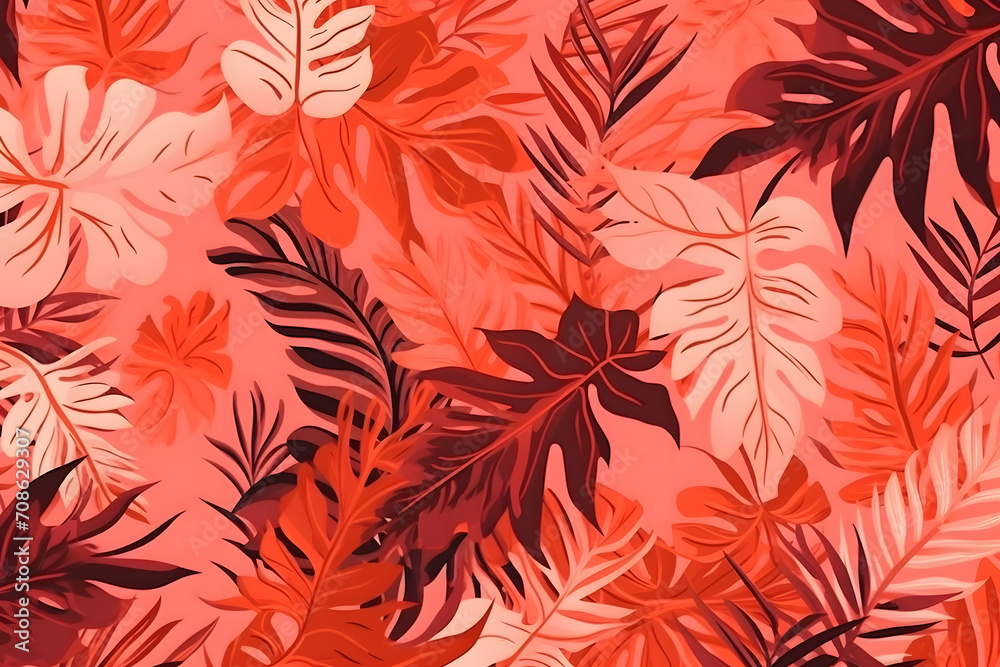Bright beautiful summer background with tropical leaves. Neural network AI generated art Bright beautiful summer background with tropical leaves. Neural network AI generated art
