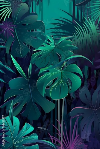 a close up of a plant with green leaves, by Eyvind Earle, behance, vaporwave jungle, aspect ratio 16 9, jonathan zawada, . background jungle river, el bosco and dan mumford, bbc earth, background i