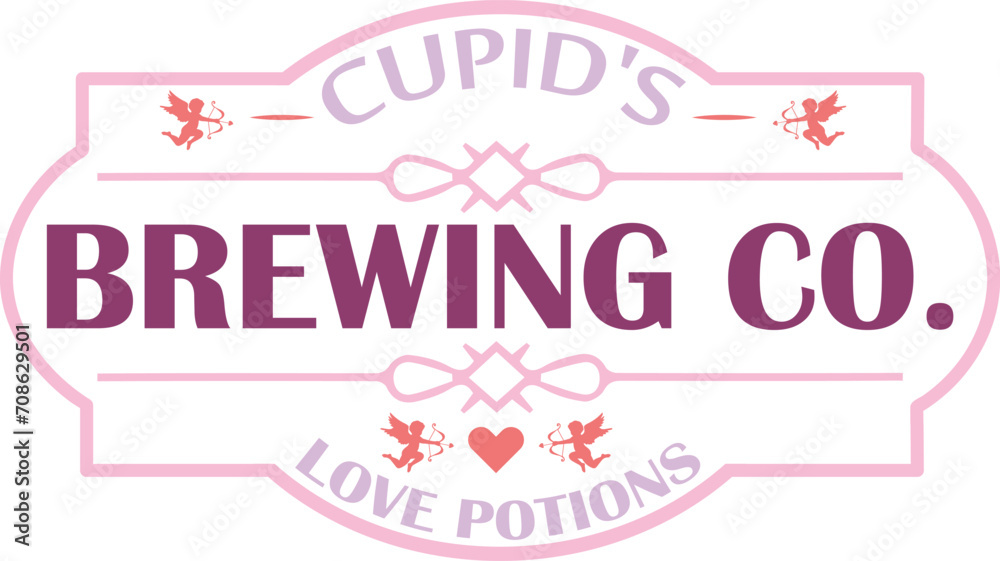 Cupid's Brewing Co. Love Potions - Valentine's Day Love quote retro wavy groovy typography sublimation SVG