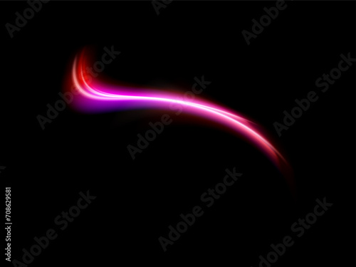 Vector glowing light lines. Neon light, light effect PNG. pink line light PNG, magical glow, shine.