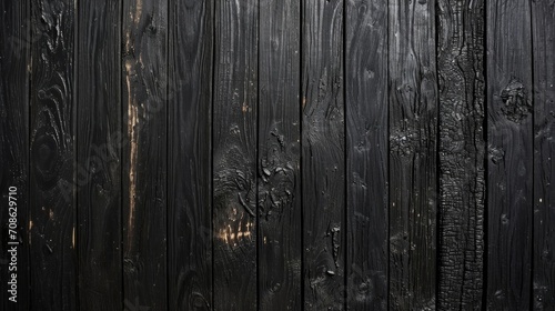 A textured dark wood background with wet surfaces, showing the natural grain and knots of the wood.