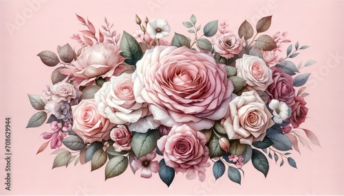 This image depicts a collection of intricately designed paper flowers forming a heart shape on a pink background. © S photographer