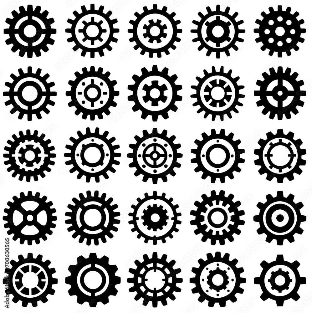 Collection of Basic Gear Wheel Icons Diverse Cogwheel Vector Designs for Various Applications Collection of Basic Gear Wheel Icons Diverse Cogwheel Vector Designs for Various Applications