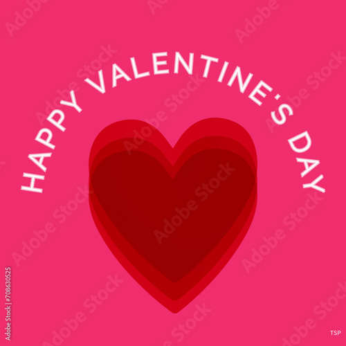 Happy Valentines Day with Big Red Transparent Heart Greeting card_TSP photo