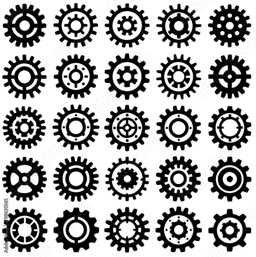 Collection of Basic Gear Wheel Icons Diverse Cogwheel Vector Designs for Various Applications