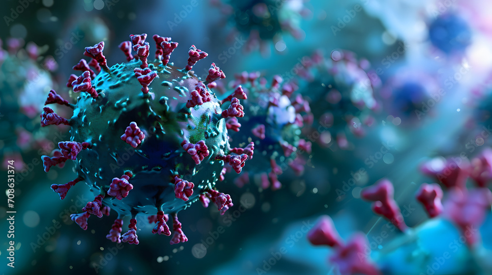 Coronavirus 2019-nCov novel coronavirus concept. Microscope virus close up