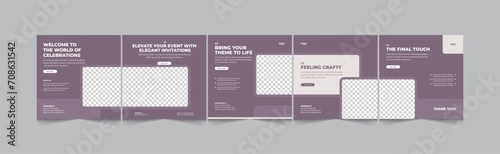 Event organizer social media carousel, Instagram carousel template for event organization, eps 10 vector illustration 