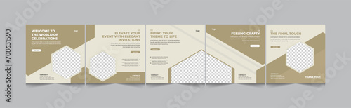 Event organizer social media carousel, Instagram carousel template for event organization, eps 10 vector illustration 