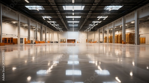 Wide Open Empty Warehouse Space AI Generated