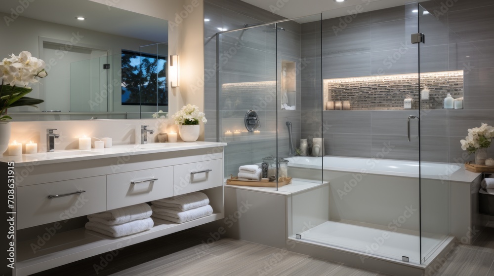 Minimalist White Marble Bathroom - AI Generated
