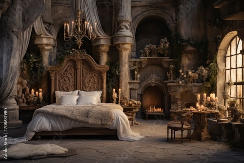 romantic castle bedroom setting the stage for love.