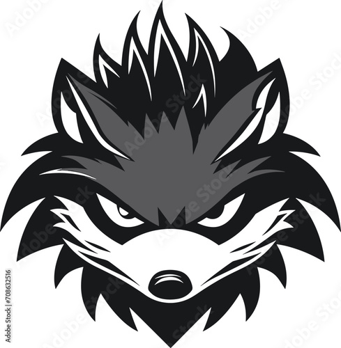Black angry hedgehog Vector illustration, isolated on a white background.