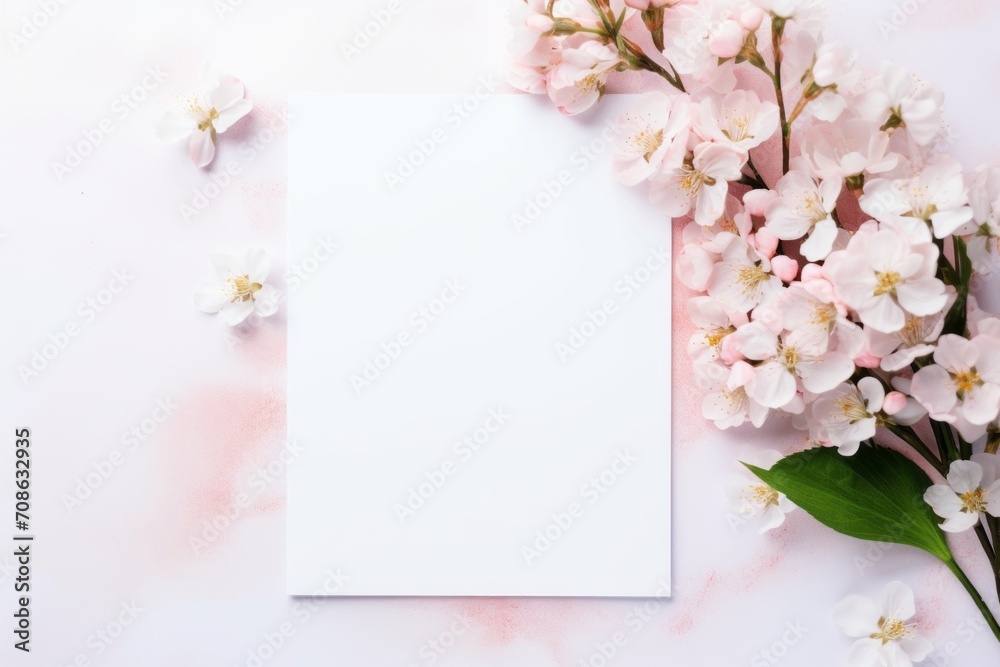 Floral spring card mockup with a bouquet of flowers and a blank space for writing Floral spring card mockup with a bouquet of flowers and a blank space for writing