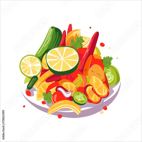 papaya salad somtam Thai food ILLUSTRATION