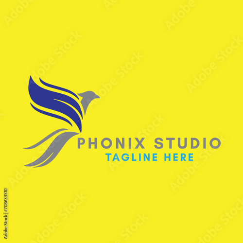 phoenix eagle falcon logo design vector