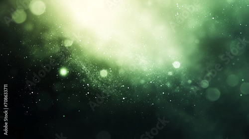 Elegant White and Green Blurred Gradient on Dark Grainy Background with Glowing Light Spot © Saran