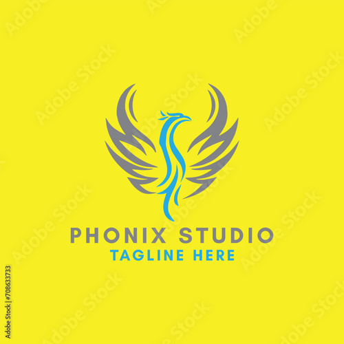 phoenix eagle falcon logo design vector