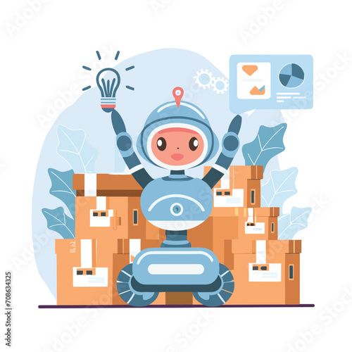 2d vector illustration colorful technology , ai robot making jobs helping people colorful design