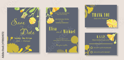 Floral set with a wedding celebration layout photo
