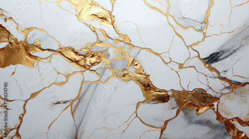 A close up of a marble surface with gold paint.
