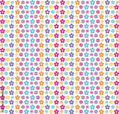 Colorful Flowers Abstract patterns with vintage groovy daisy flowers. Retro floral vector background surface design, textile, stationery, wrapping paper, cover 90s style