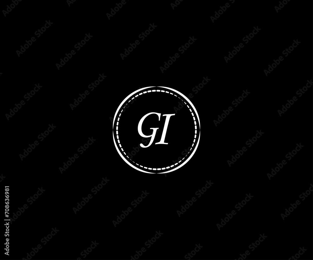 Abstract GI letter logo. black background. Abstract GI letter logo. black background.