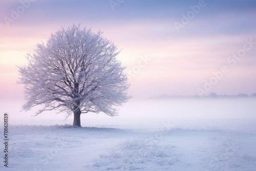 Gradient of cool blues and purples tree creating a serene winter ambiance.