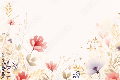 Minimalistic and airy social media background with delicate floral patterns